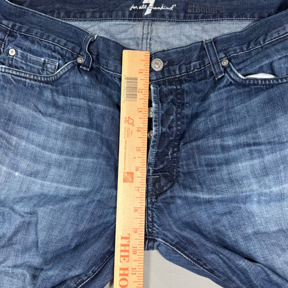 7 For All Mankind Standard Straight Leg Jeans Blue Button Fly Mens 36 (37x34) - Picture 9 of 10